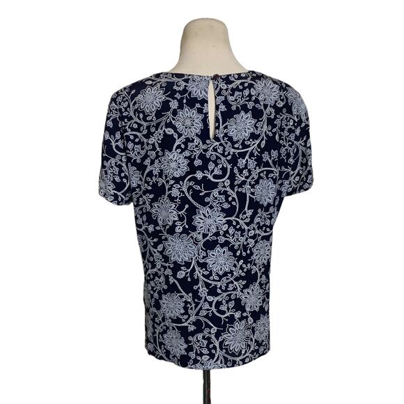 Gianni black white floral short sleeves padded blouse size 8 - Picture 2 of 9